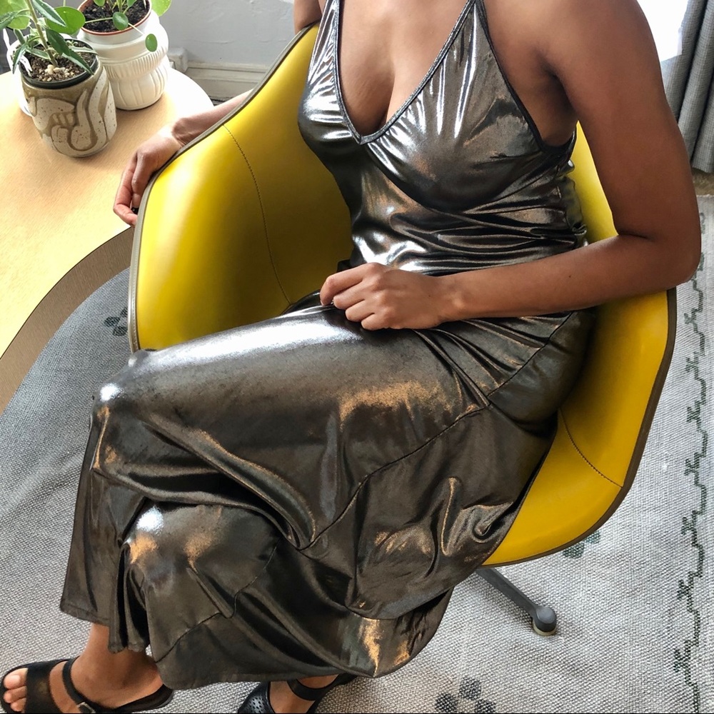 American Apparel Silver Metallic Maxi Dress